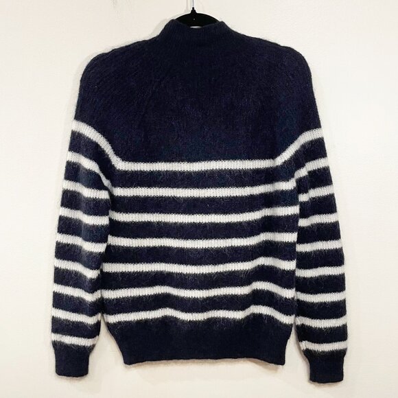 EUC Sezane Trudy Wool Mohair Button Detail Sweater Navy White XXS - Picture 4 of 9